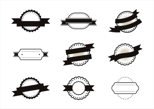 Plik wektorowy czarno-biały zestaw elementów etykiet retro