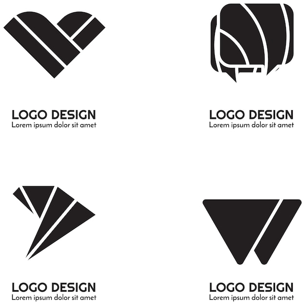 Czarno-biały zestaw kolekcji logo w pełni edytowalny wektor