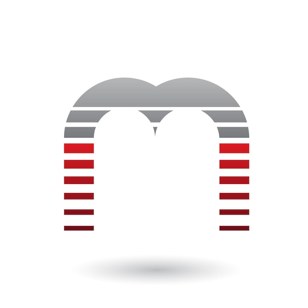 Plik wektorowy czarno-czerwona litera m ikona z ilustracji wektorowych poziome paski