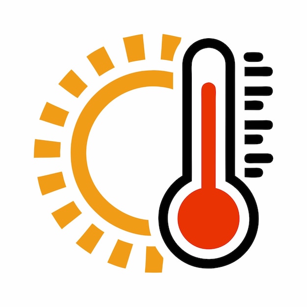 czarno-pomarańczowe logo z ilustracją wektora temperatury