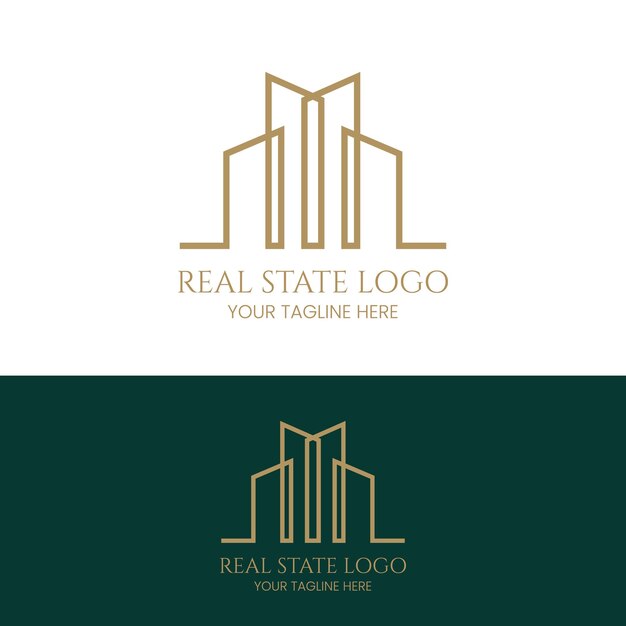 Czarno-złoty Kolor Projekt Logo Firmy Dla Nieruchomości O Geometrycznych Kształtach