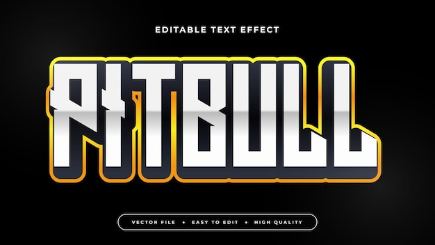 Czarno-żółty pitbull 3d edytowalny efekt tekstu styl czcionki