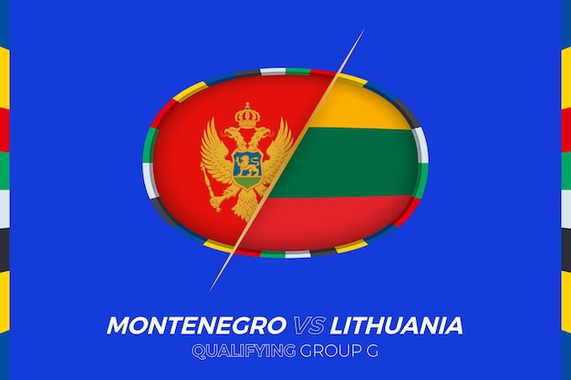 Plik wektorowy czarnogóra vs litwa ikona dla europejskiej grupy kwalifikacji do turnieju piłki nożnej g