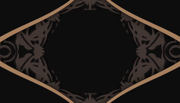 Czarny Baner Z Luksusowym Brązowym Ornamentem I Miejscem Na Twoje Logo