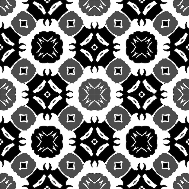 Plik wektorowy czarny biały i szary wzór trzy kolory bezszwowego stylu batik gotowy do druku
