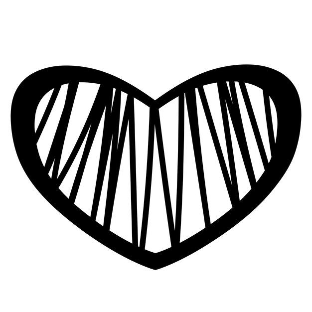 Plik wektorowy czarny doodle serce scribble miłość znak ikona szablon zaproszenia karty tshirt