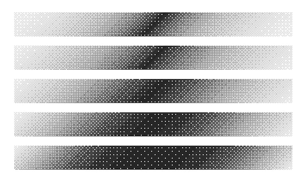Czarny hałas bitmap dither liniowe gradienty kątowe z różną gęstością na białym