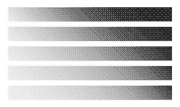 Czarny hałas bitmap dither liniowe nachylone gradienty z różną gęstością na białym