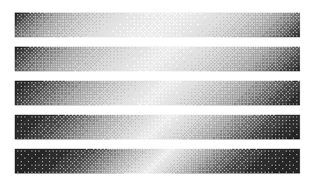Czarny hałas bitmap dither liniowe nachylone gradienty z różną gęstością na białym