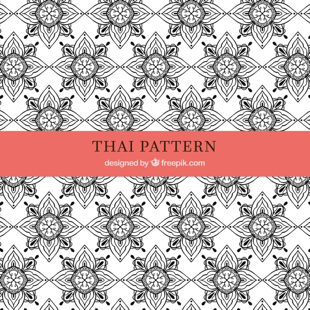 Plik wektorowy czarny i biały tajlandzki wzór z eleganckim stylem