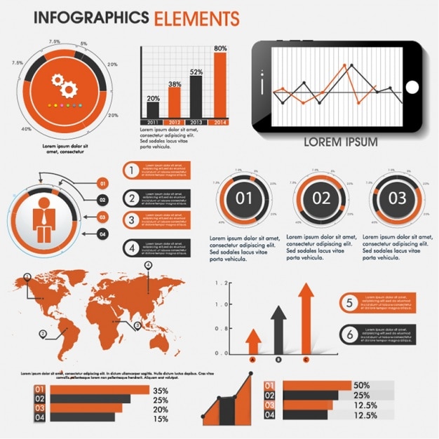 Plik wektorowy czarny i pomarańczowy elementy infographic