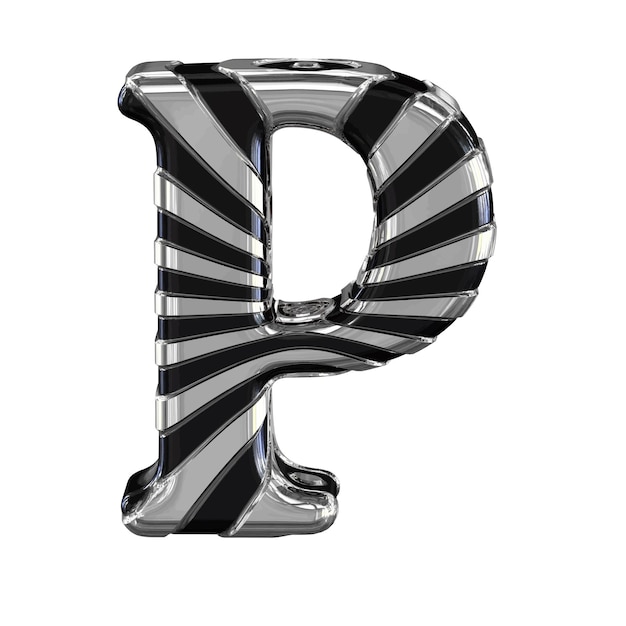 Plik wektorowy czarny i srebrny symbol 3d litera p