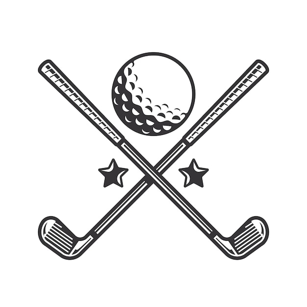 Plik wektorowy czarny klub golfowy sylwetka klub golfowy line art logo lub ikony ilustracja wektorowa