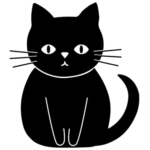 Plik wektorowy czarny kot siedzi na białym tle.