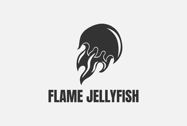 Czarny Ocean Jellyfish Fire Flames Tribal Logo Design