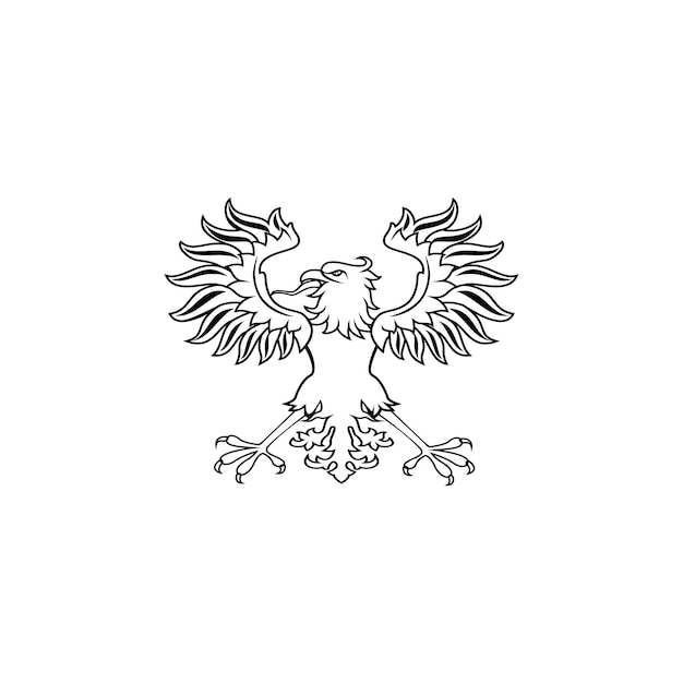 Plik wektorowy czarny orzeł heraldyczny projekt ikony logo z białym tłem