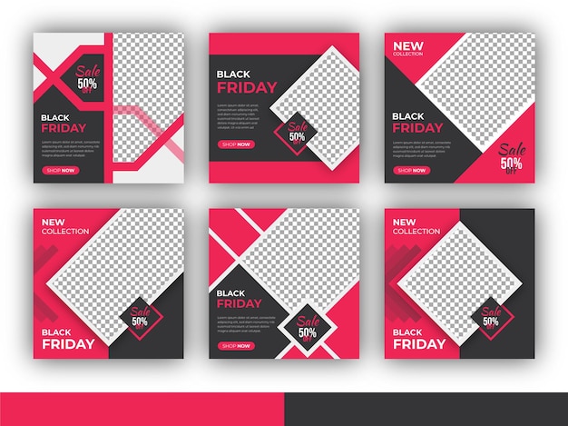 Plik wektorowy czarny piątek fashion sale social media post banner i square flyer design template