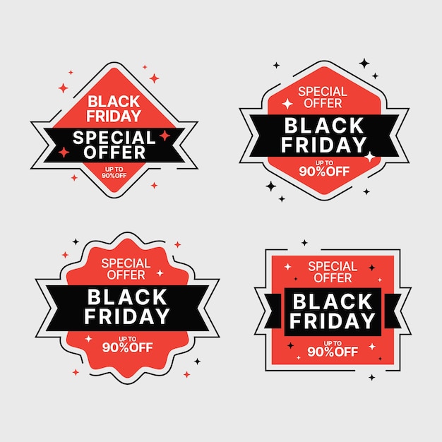 Czarny Piątek Odznaka Sprzedaż Wstążki Szablon Projektu Naklejki Etykiety Promocyjnej