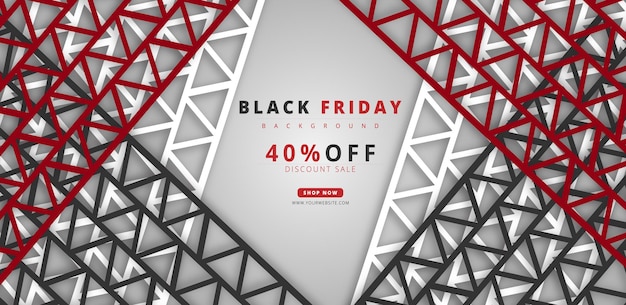 Czarny piątek wyprzedaż 40 off Tło z promocją oferty w kolorze czerwonym i czarnym stylu Premium