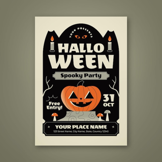 Czarny, Płaski Projekt Halloween Party Plakat