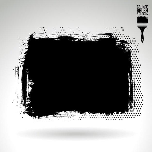 Czarny pociągnięcie pędzla i tekstura Grunge wektor abstrakcyjny ręcznie malowany element