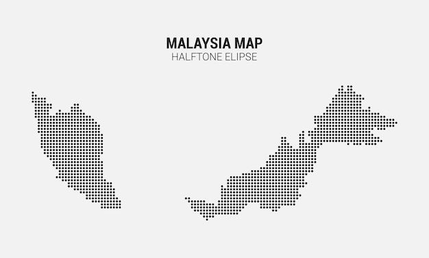 Czarny Półtonów Kropkowana Mapa Malezji Kropkowana Mapa Wektor Ilustracja Na Białym Tle Na Jasnoszarym Tle