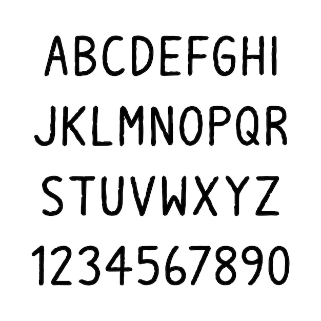 Plik wektorowy czarny ręcznie rysowane alfabet na białym tle