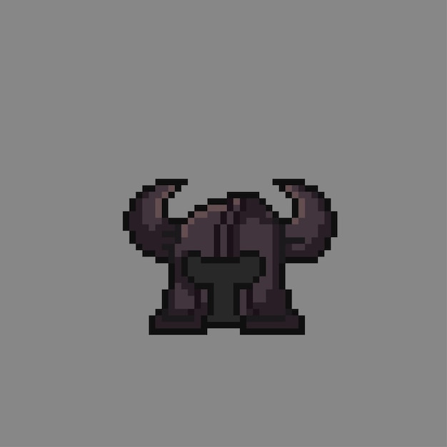 czarny rogaty hełm w stylu pixel art