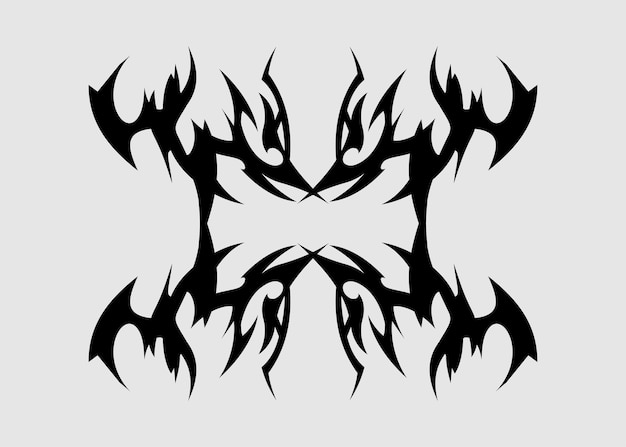 czarny streszczenie płomień symetryczny tatuaż wektor plemienny