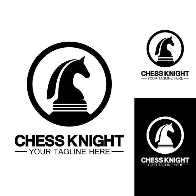 Plik wektorowy czarny szachowy rycerz koń sylwetka logo szablon wektor projektu