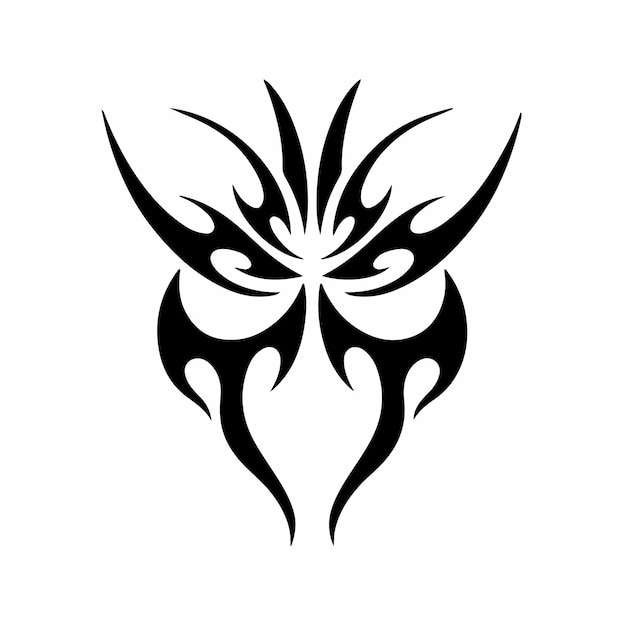 Czarny Tribal Tattoo Logo Na Białym Tle. Abstrakcyjny Wzornik Kalkomanii. Płaski Wektor Ilustracji