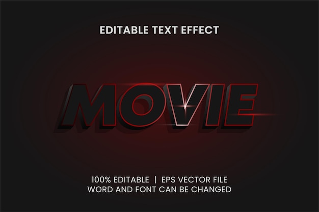 Plik wektorowy czarny z efektem tekstowym filmu 3d w czerwonym świetle