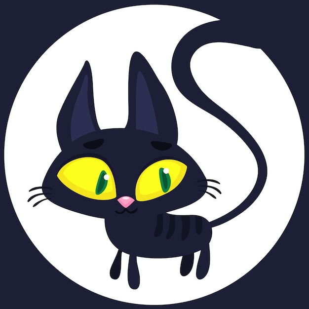 Czarownica kreskówka czarny kot Halloween śmieszny kot ilustracja Wektor
