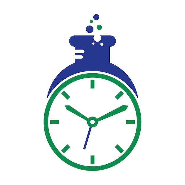 Czas laboratorium logo wektor wzór Zegar laboratorium logo ikona wektor wzór