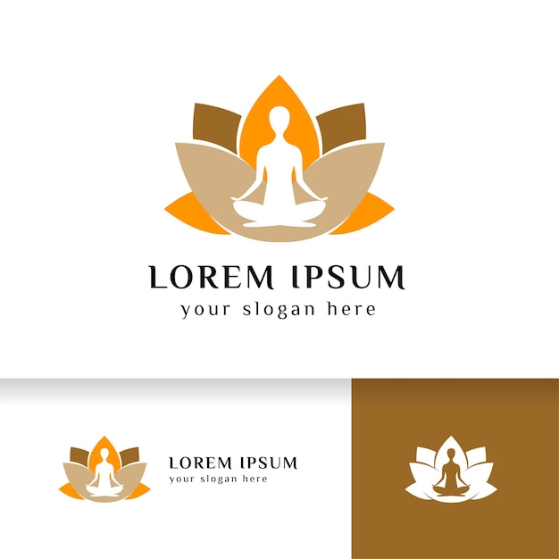 Czas Projektowania Logo Jogi. Medytacja Na Ilustracji Kwiatu Lotosu