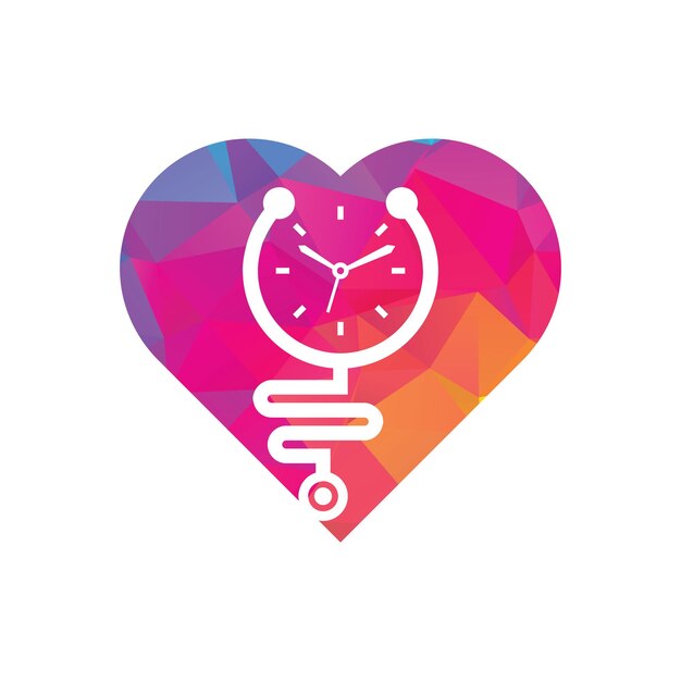 Plik wektorowy czas stetoskop serce kształt koncepcja wektor logo szablon projektu