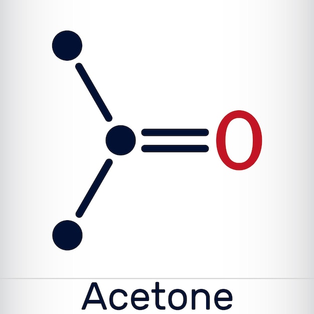Cząsteczka acetonu ketonu Jest to rozpuszczalnik organiczny Skeletowy wzór chemiczny