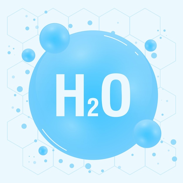 Cząsteczka Wody H2o Modele Niebieskie I Chemiczne Formuły Naturalne Ekologia I Biochemia Koncepcja Ilustracji Wektorowych