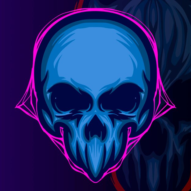 Czaszka głowa ilustracja maskotka logo ciemność