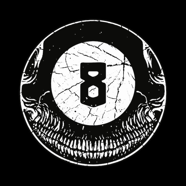 Czaszka Horror Eight Ball Ilustracja Art Design