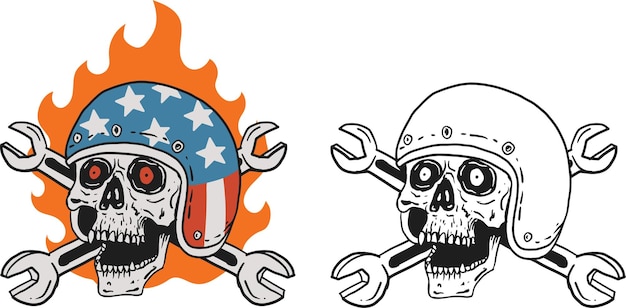 Czaszka nosząca hełm amerykańska flaga ilustracja wektorowa