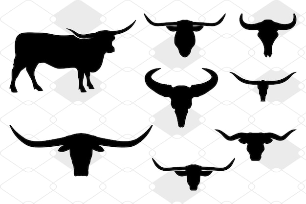 Plik wektorowy czaszka teksasu longhorn svg czaszka byka longhorna svg ręcznie narysowana czaszka svg zachodnia svg krowia pustynna sku