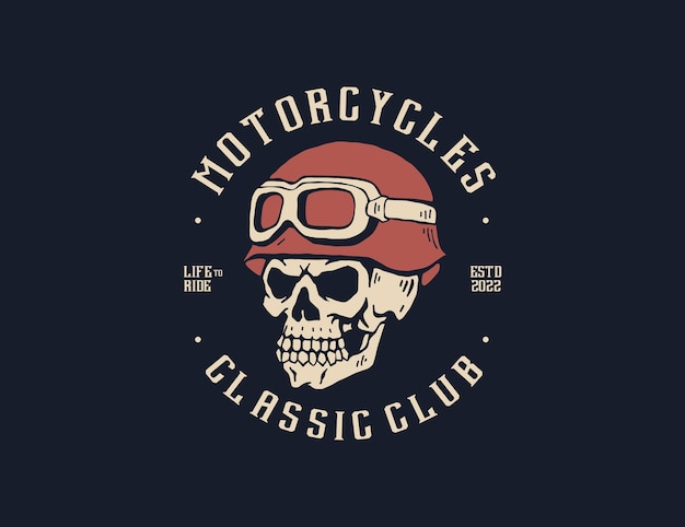 Czaszka Z Logo Retro Kasku Motocyklowego