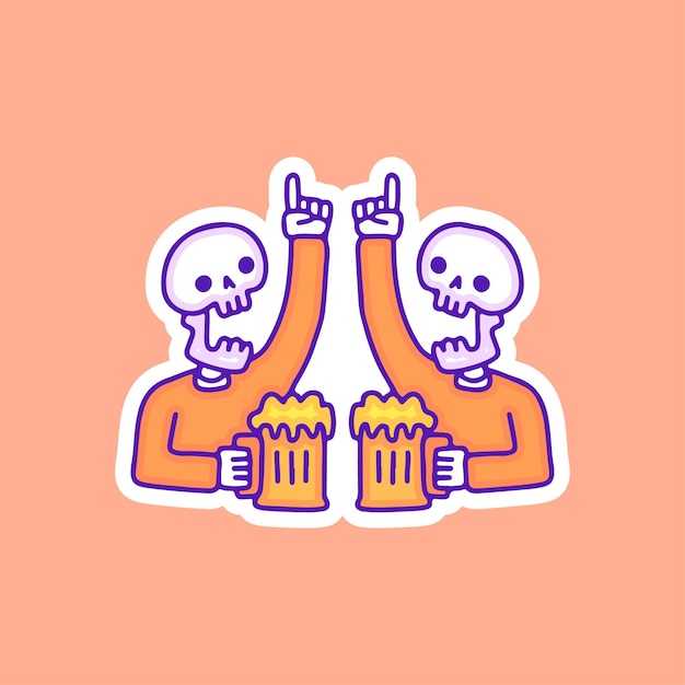 Plik wektorowy czaszki pijące piwo ilustracja