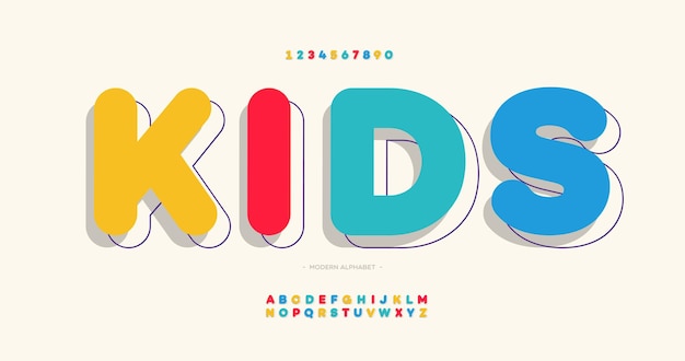 Plik wektorowy czcionka dziecięca 3d w odważnym stylu nowoczesna typografia