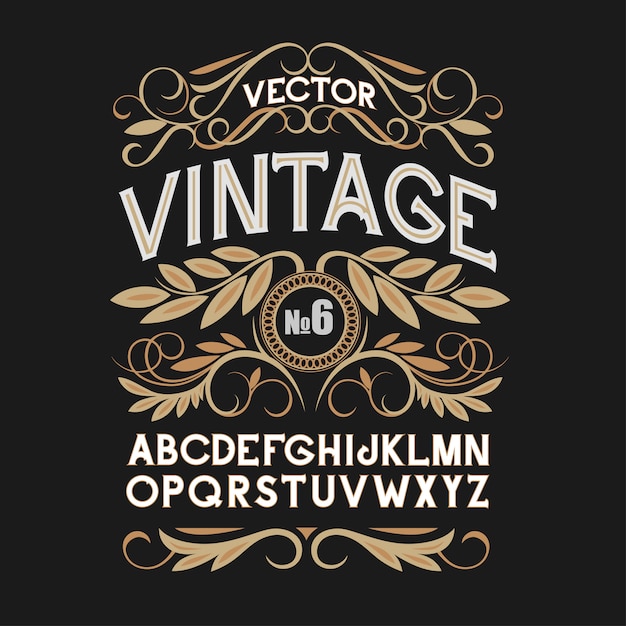 Czcionka Etykiety Vintage. Styl Etykiety Alkoholowej.