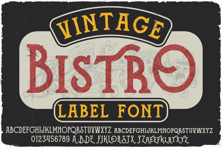 Czcionka etykiety w stylu vintage o nazwie Bistro Original dla dowolnego projektu, takiego jak plakaty, koszulki, etykiety z logo itp