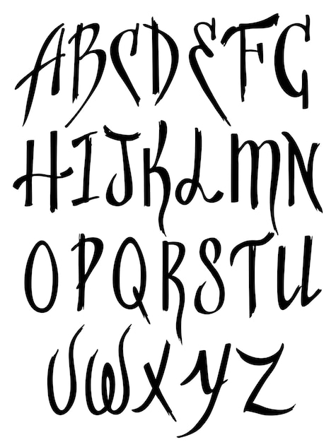 Czcionka Graficzna Dla Twojego Projektu Ręcznie Rysowane Kompletny Alfabet Kaligrafii Stylowe Litery Z Cyframi
