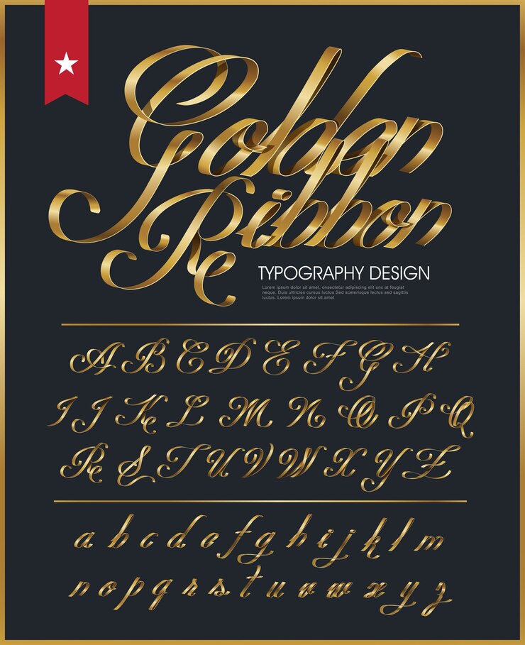 czcionka typografii złotej wstążki