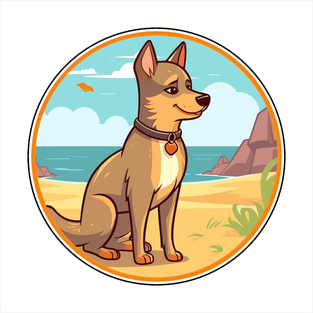 Plik wektorowy czechosłowacka rasa psów vlcak urocza kreskówka kawaii postać plaża letnie zwierzę naklejka dla zwierząt domowych